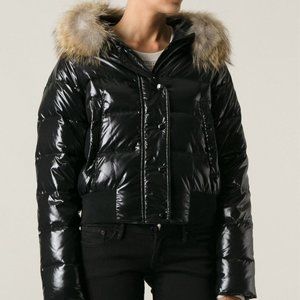 moncler alpin bomber jacket with fur trim